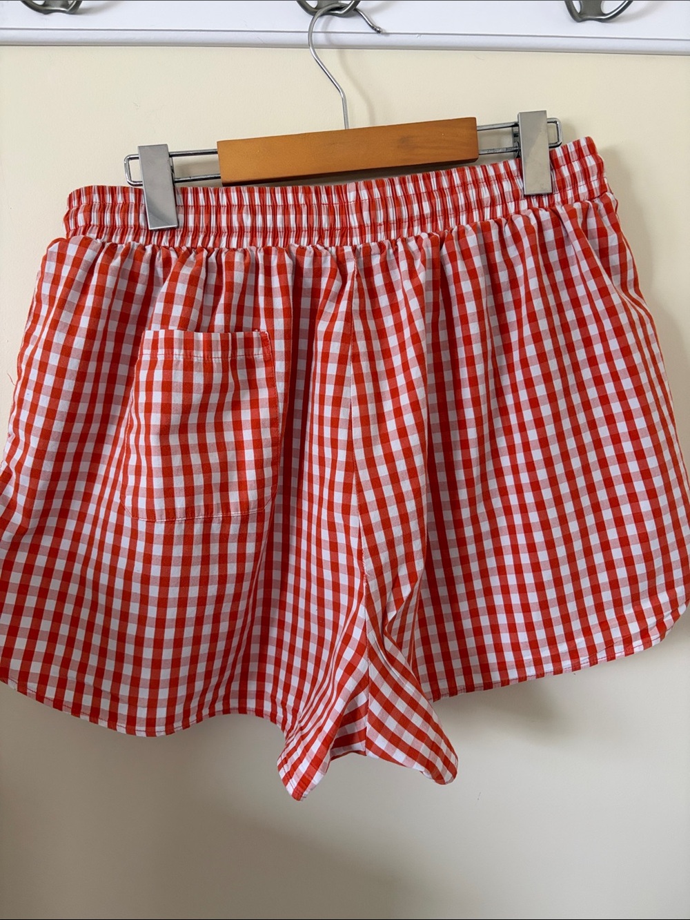 Orange Gingham Cotton Shorts - Picture 5 of 6